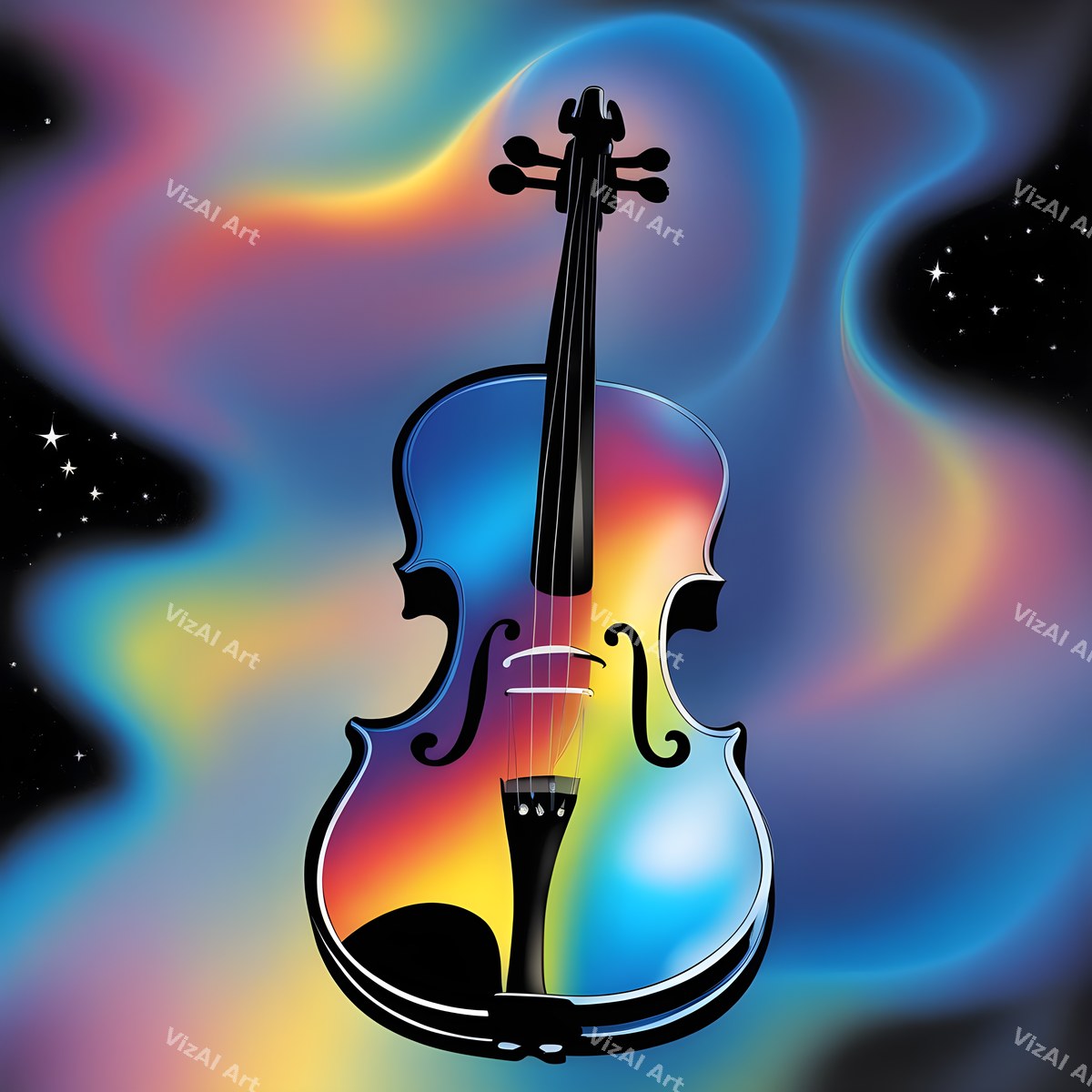 Violin in Colour Music Art — print 4