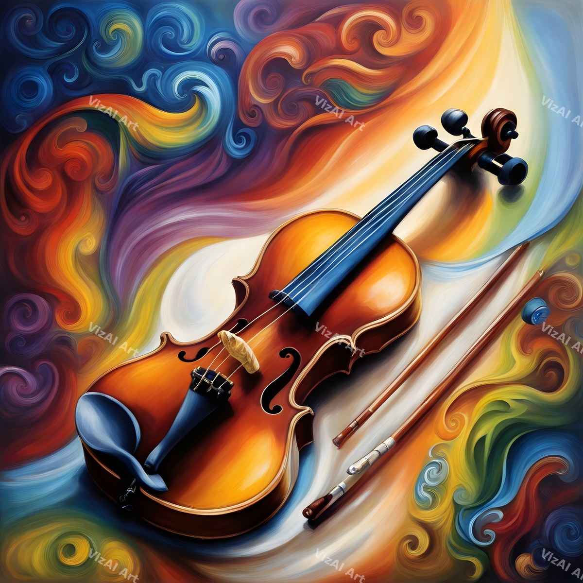 Violin in Colour Music Art — print 6