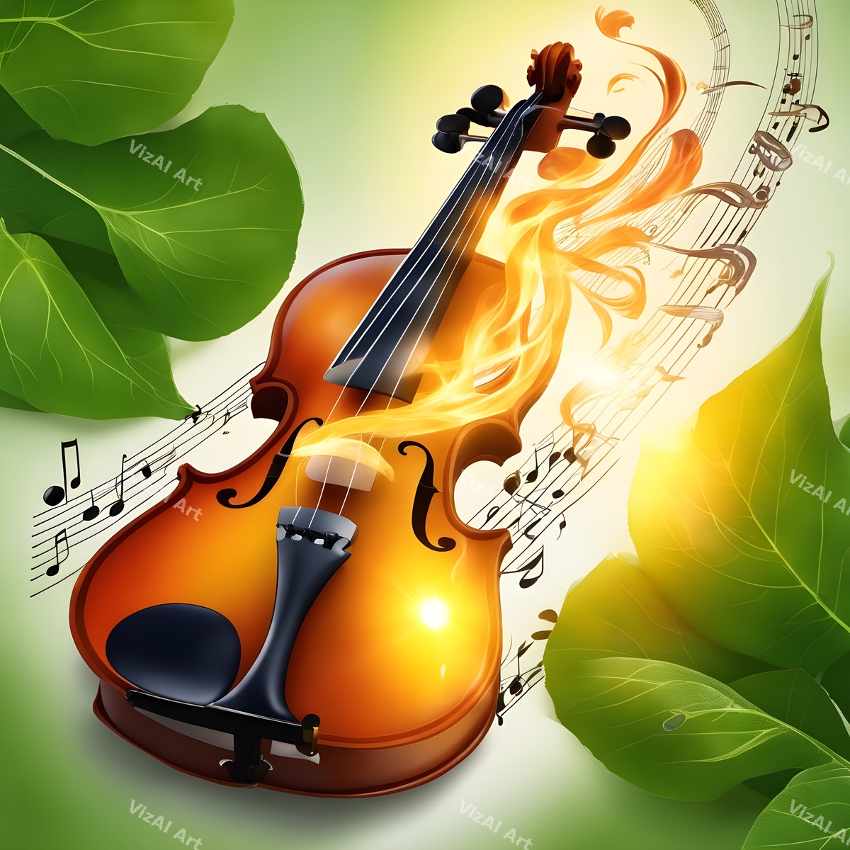 Violin & Music Notes Art — print 1