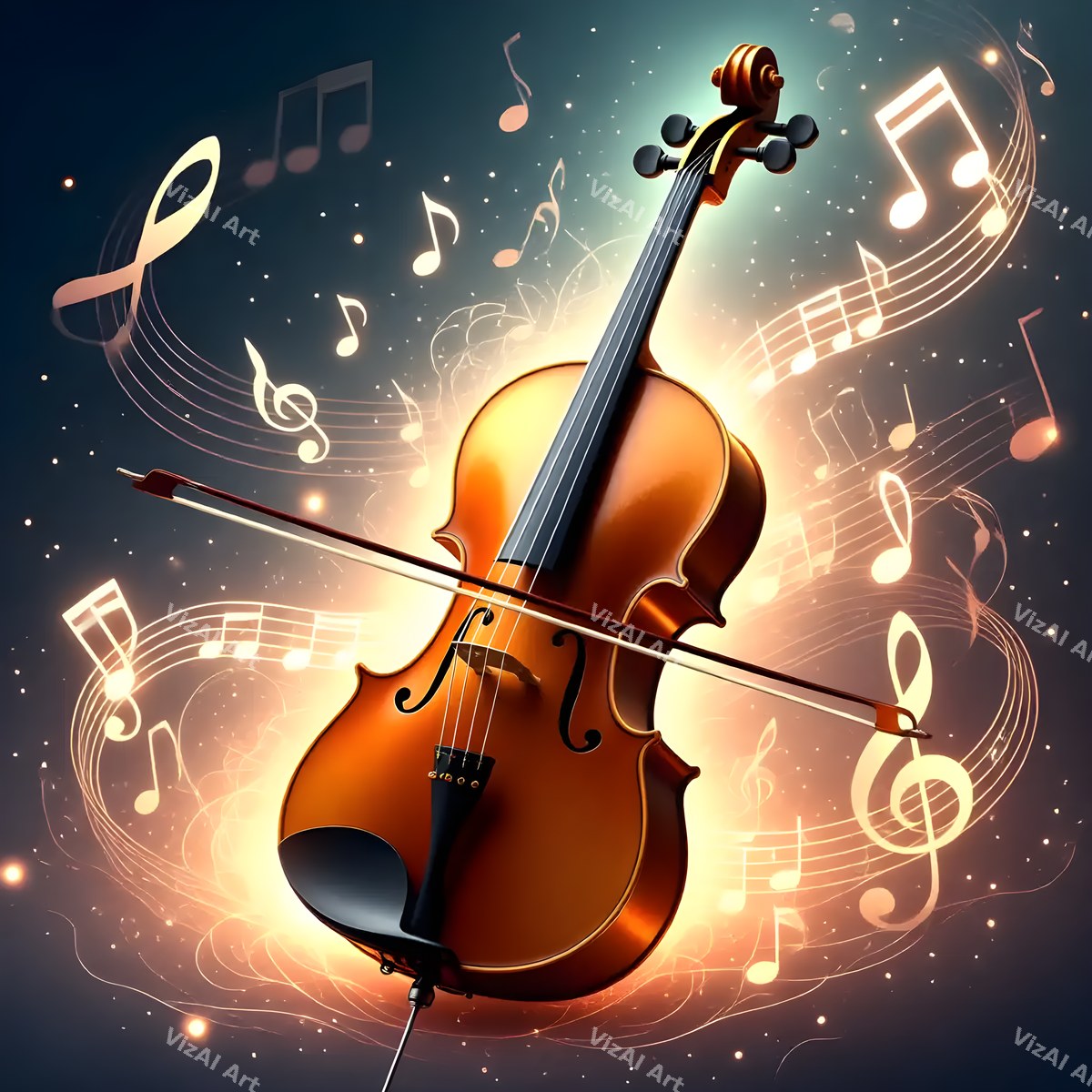 Violin & Music Notes Art — print 7