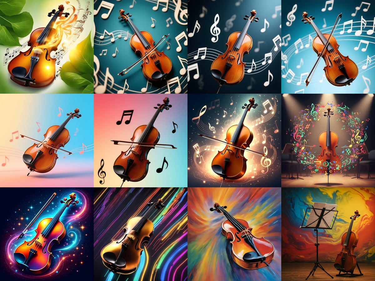 Violin & Music Notes Art — 12 Printable Prints