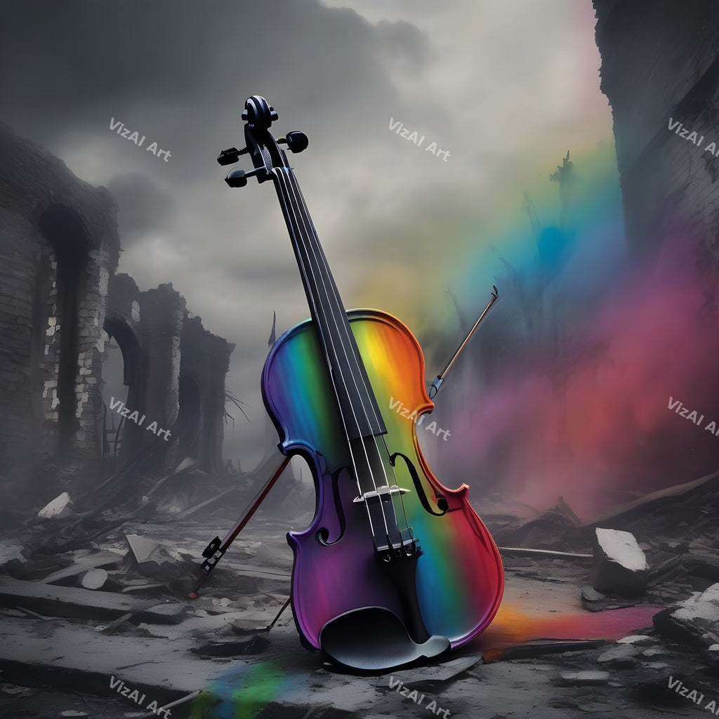 Dreamy Rainbow Violin Art — print 1
