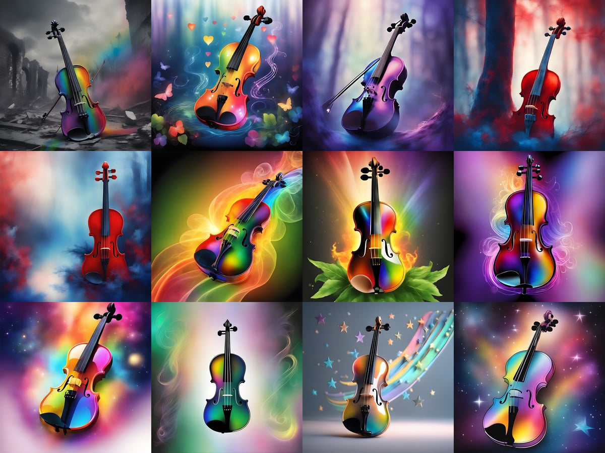 Dreamy Rainbow Violin Art — 12 Printable Prints