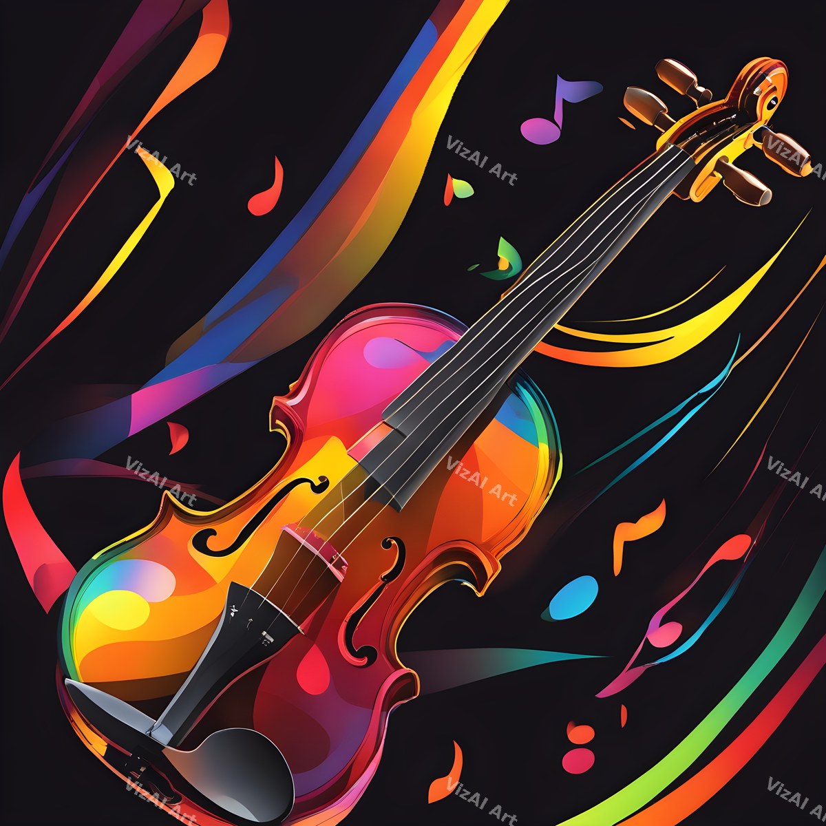Neon Violin Art — print 2