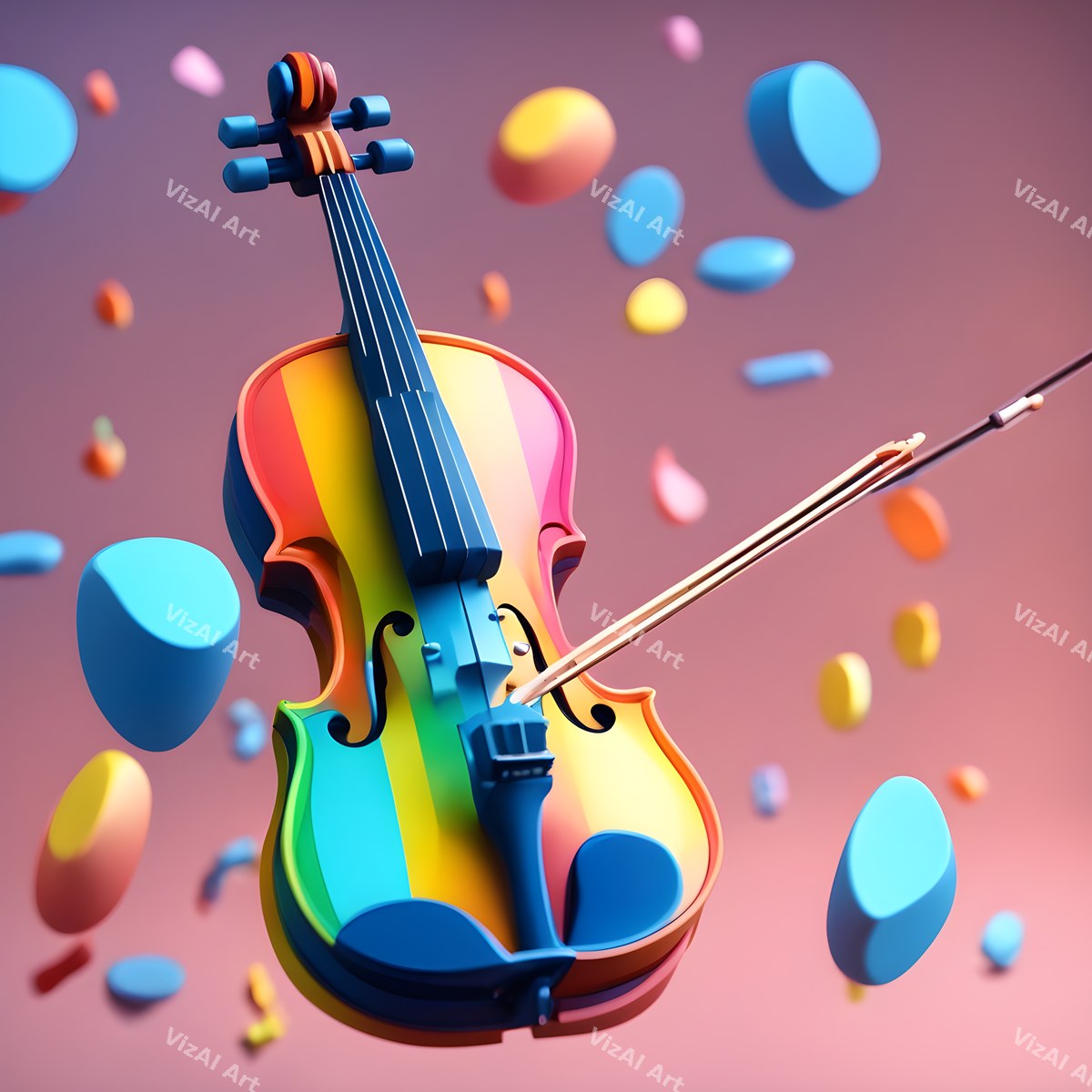 Rainbow Paint Violin Art — print 1