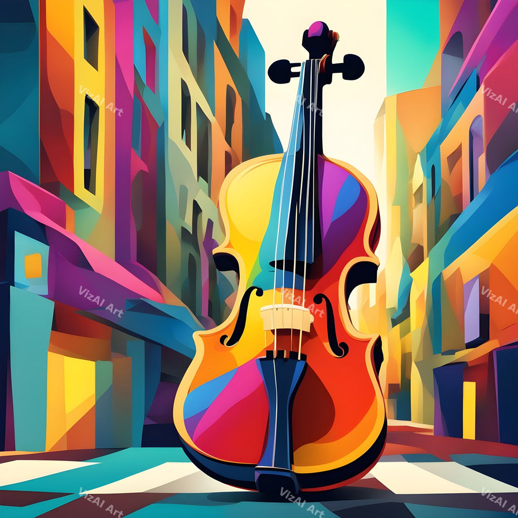 Rainbow Paint Violin Art — print 2