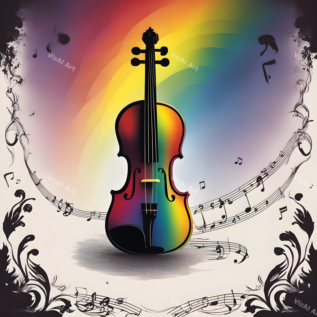 Rainbow Paint Violin Art — print 3
