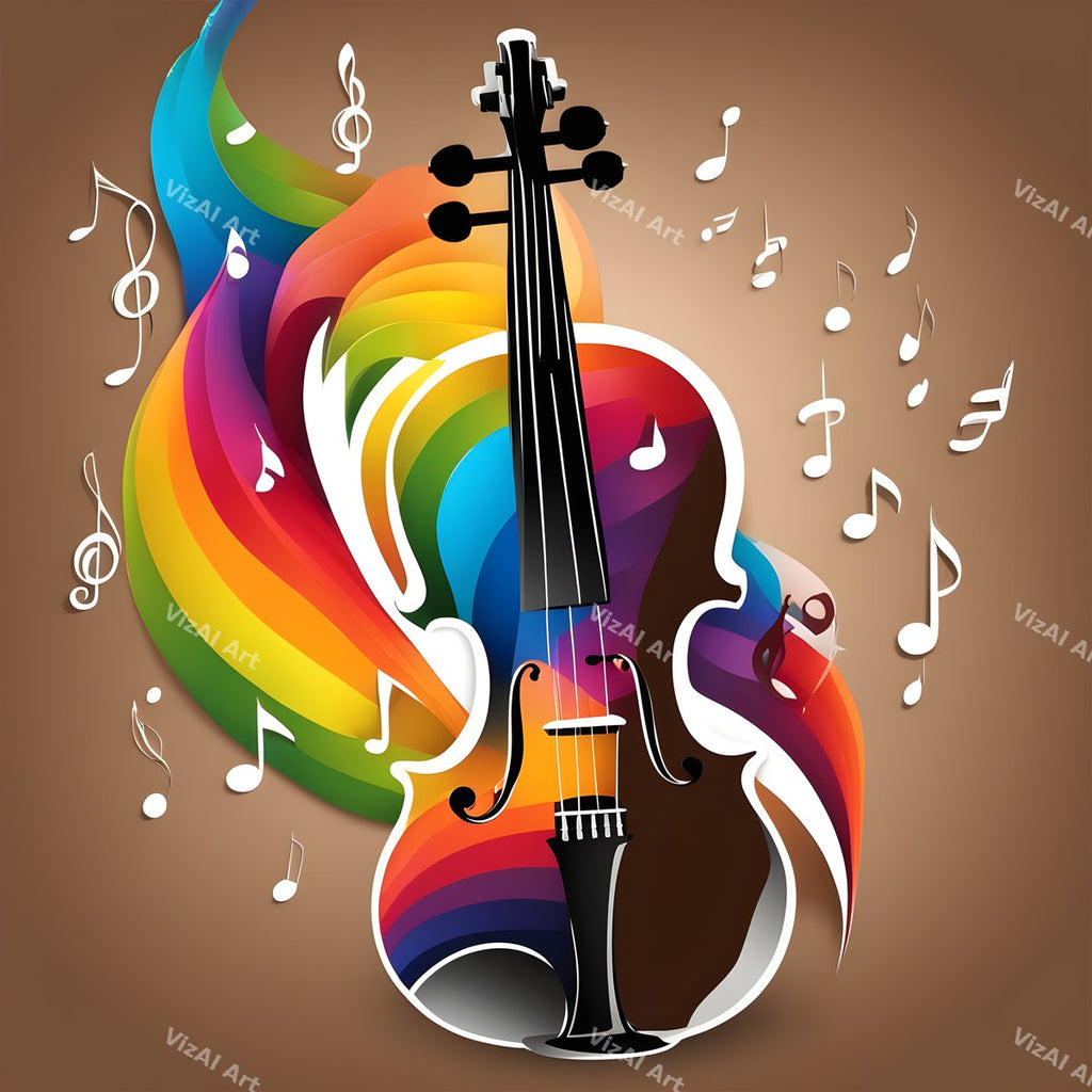 Rainbow Paint Violin Art — print 5