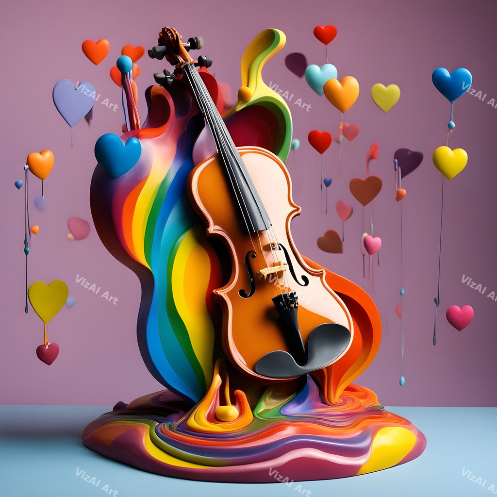 Rainbow Paint Violin Art — print 7