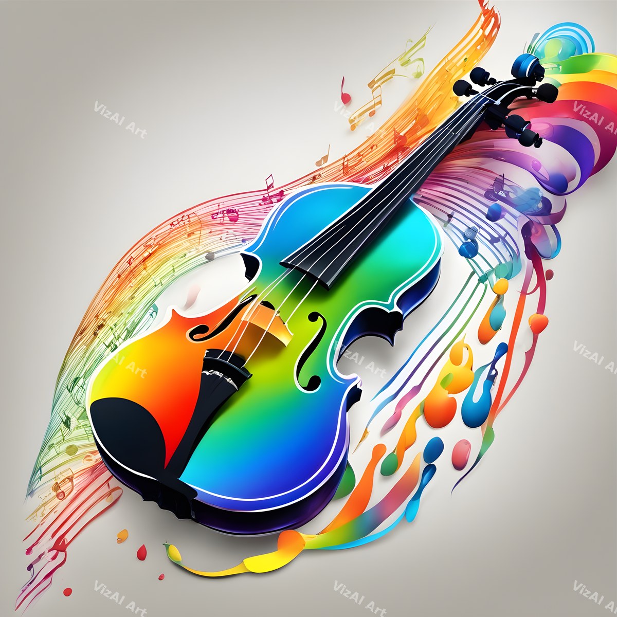 Rainbow Paint Violin Art — print 8