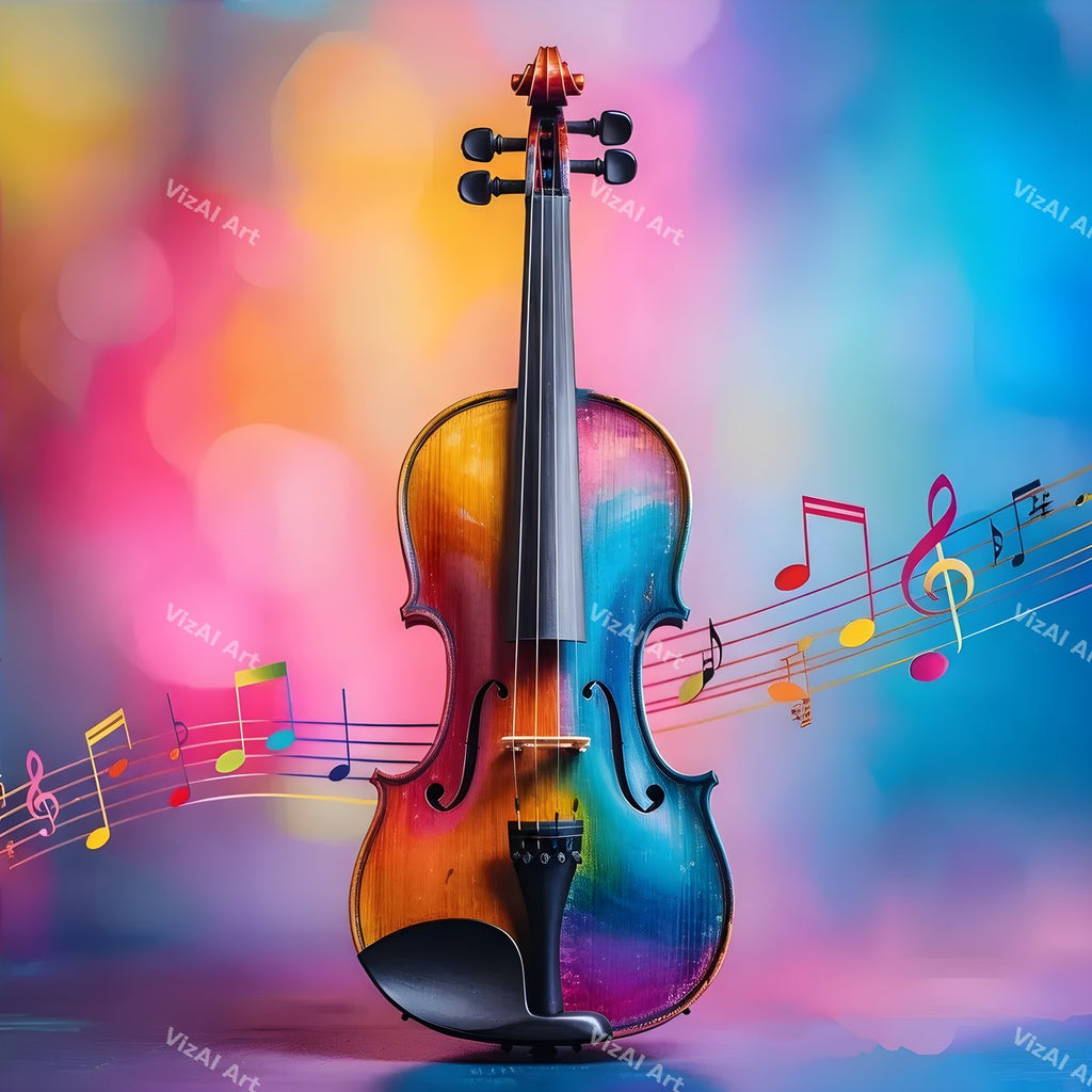 Rainbow Paint Violin Art — print 12