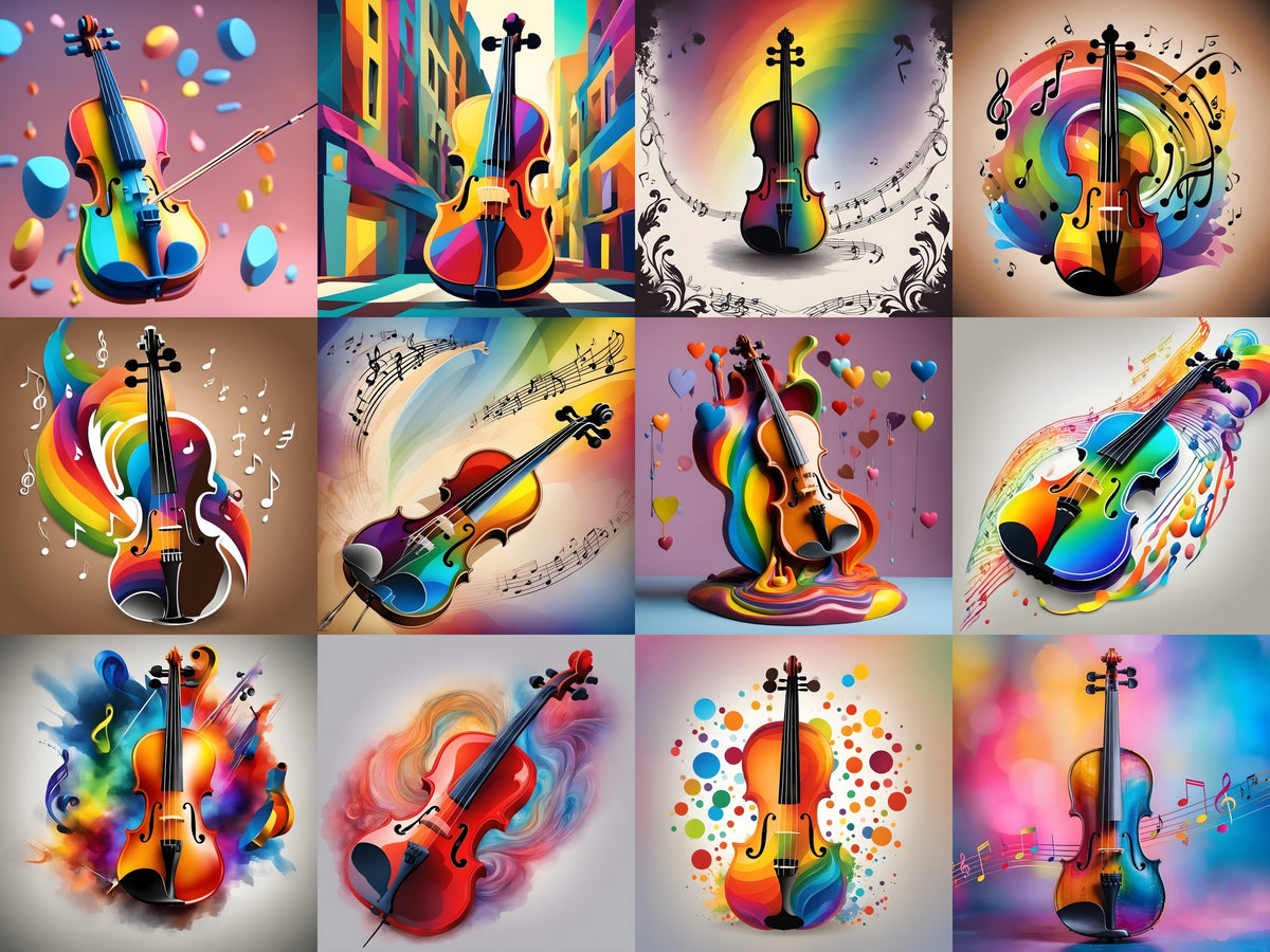 Rainbow Paint Violin Art — Choose Your Print