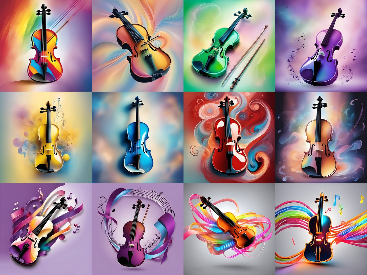 Pastel Swirl Violin Art — 12 Printable Prints