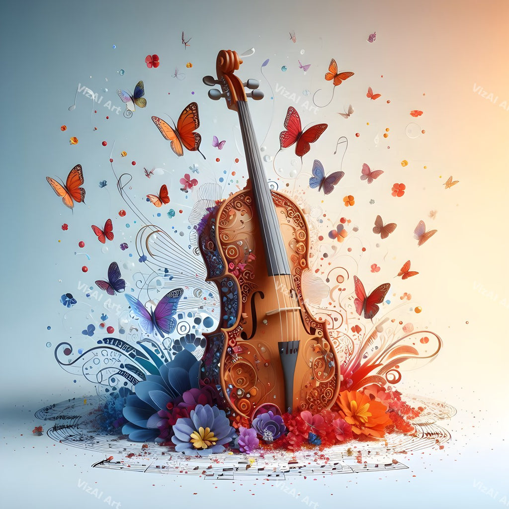 Butterfly & Bloom Violin Art — print 9