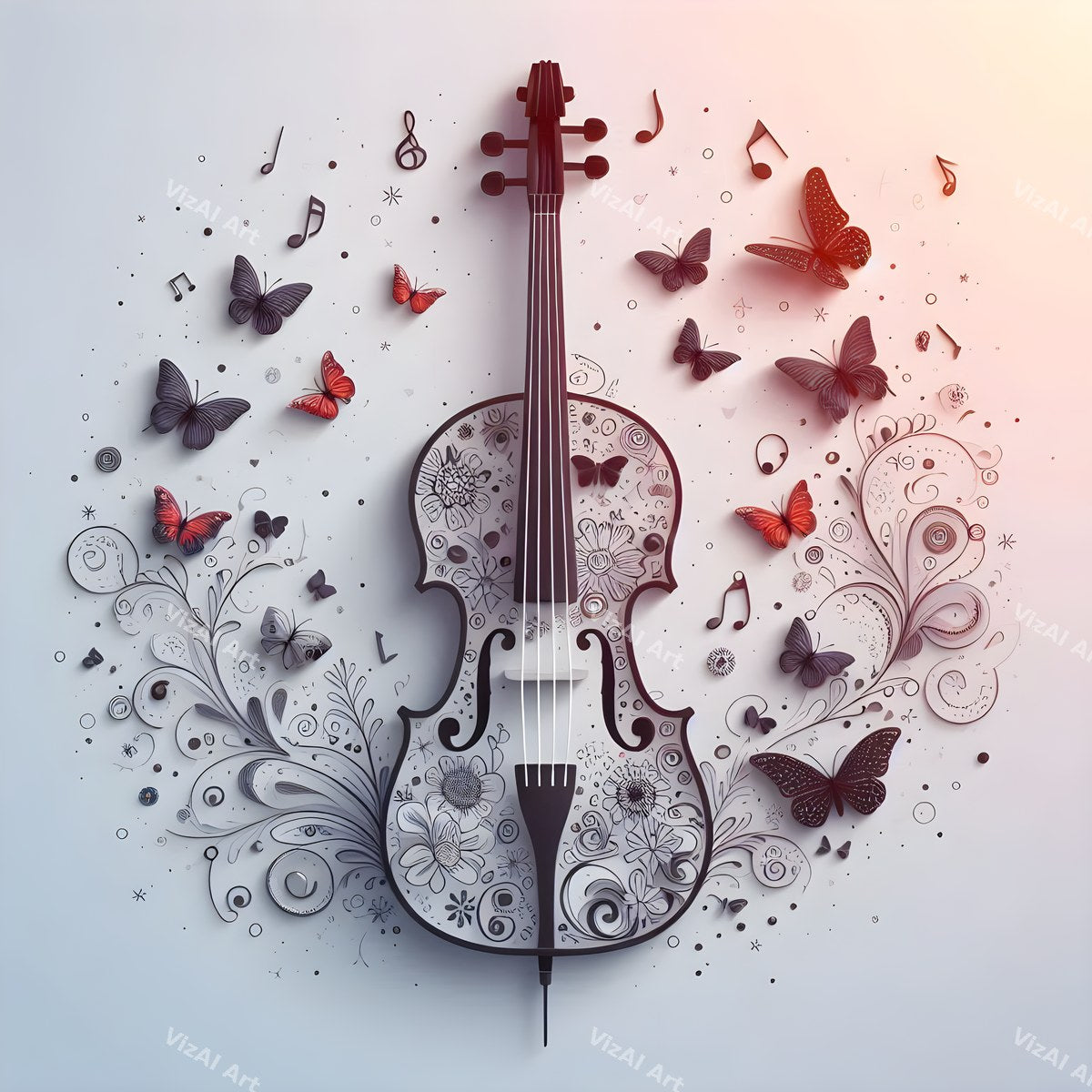 Butterfly & Bloom Violin Art — print 10