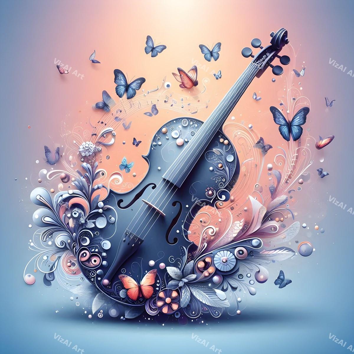 Butterfly & Bloom Violin Art — print 12