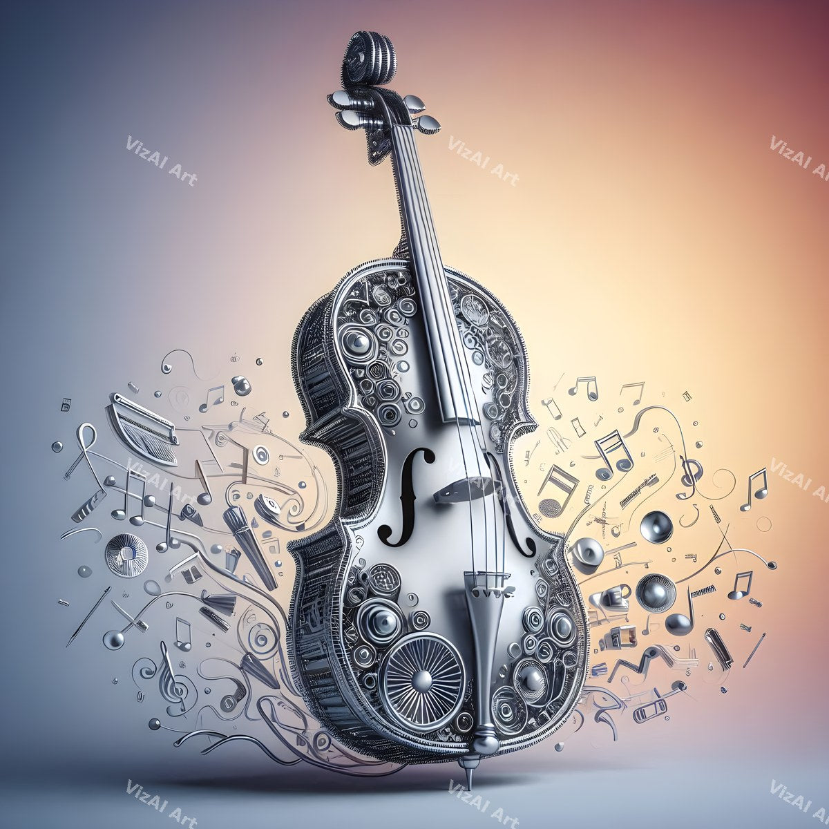 Crystal & Silver Violin Art — print 8