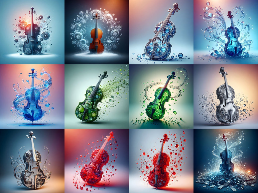 Crystal & Silver Violin Art — 12 Printable Prints