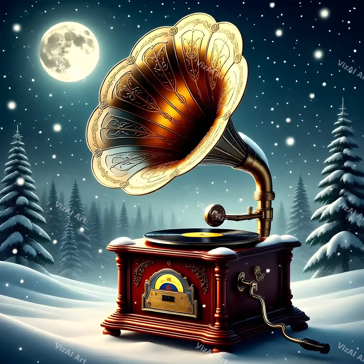 Winter Forest Instruments Music Art — print 5