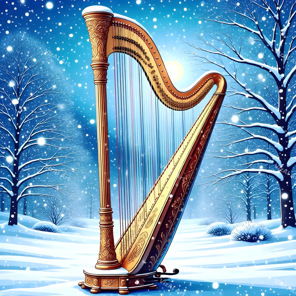 Winter Forest Instruments Music Art — print 6