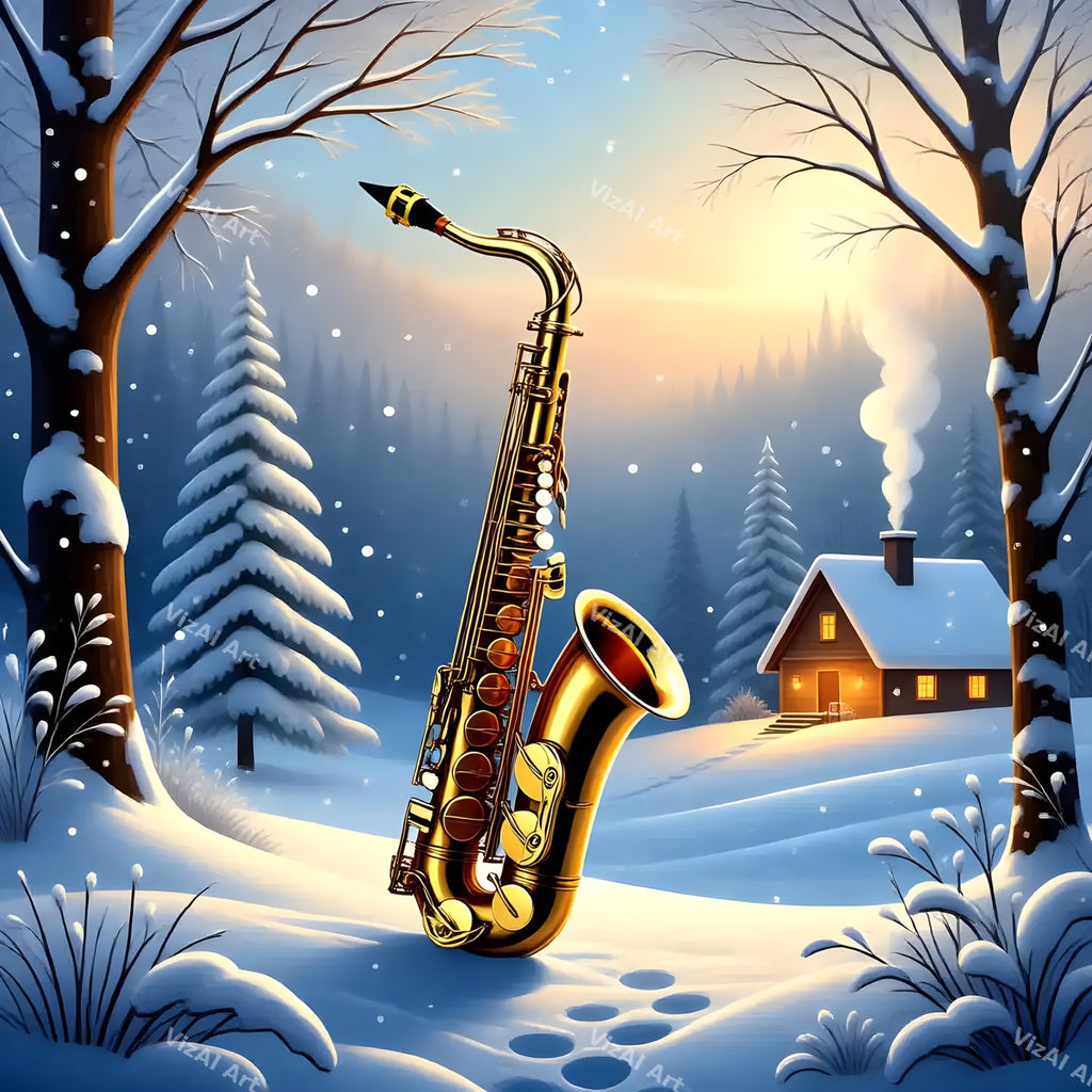 Winter Forest Instruments Music Art — print 9