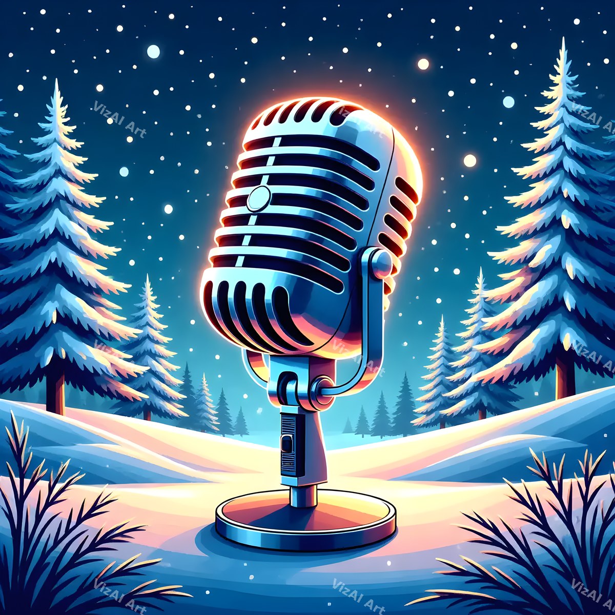 Winter Forest Instruments Music Art — print 12