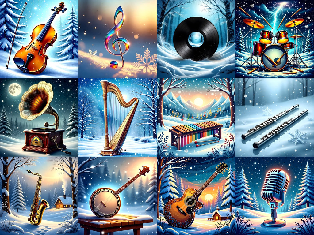 Winter Forest Instruments Music Art — Choose Your Print
