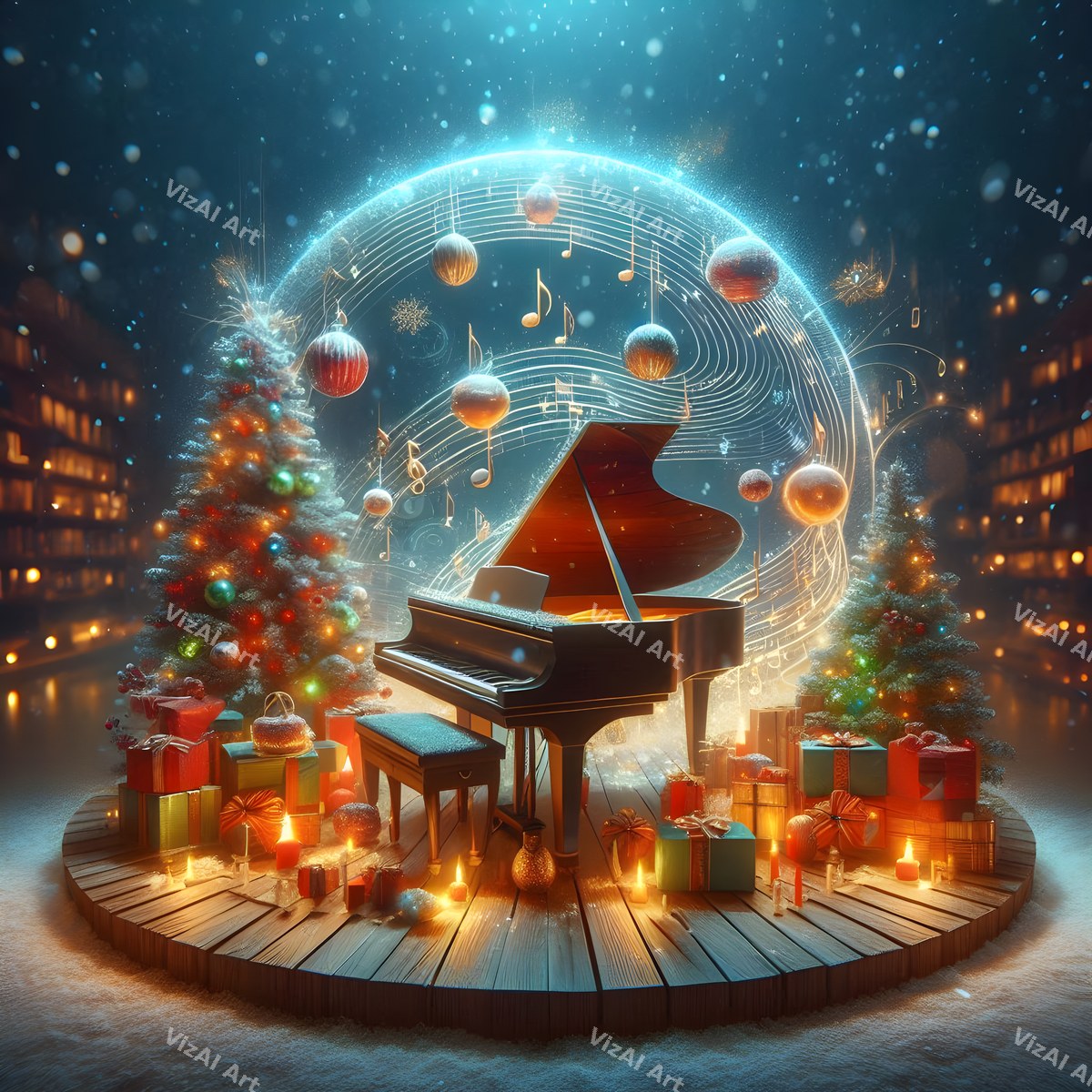 Christmas Instruments Music Art — print 1