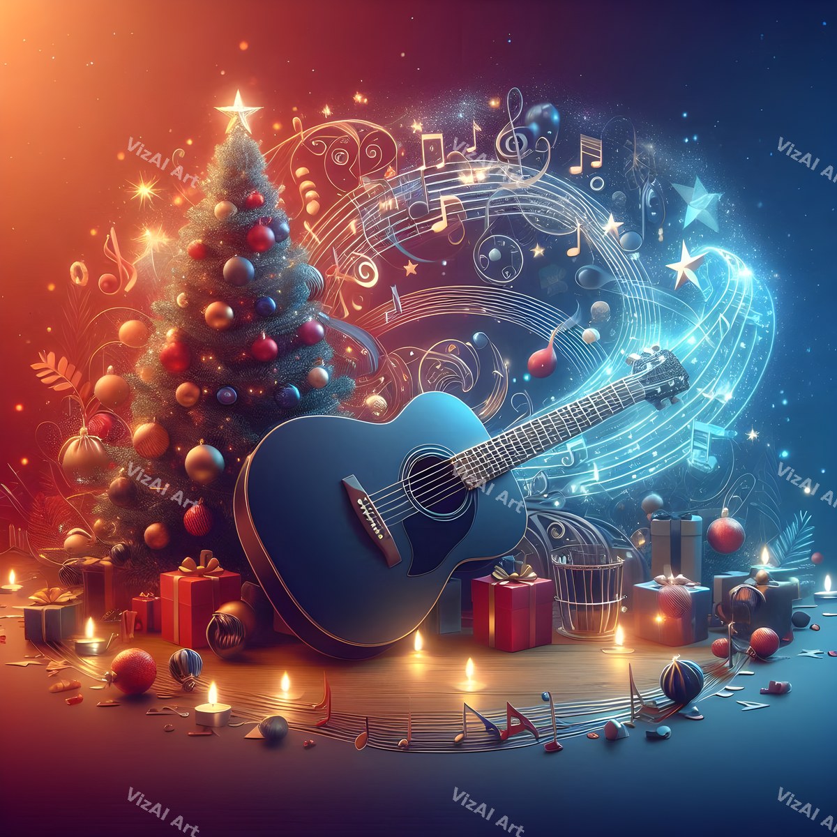 Christmas Instruments Music Art — print 4