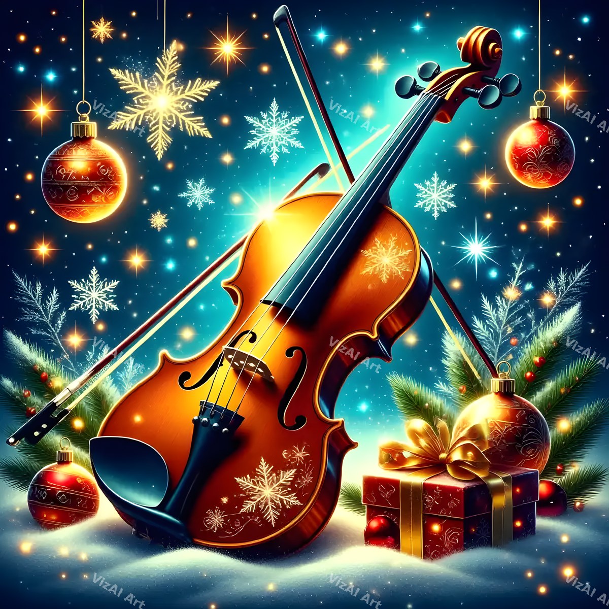 Christmas Instruments Music Art — print 5