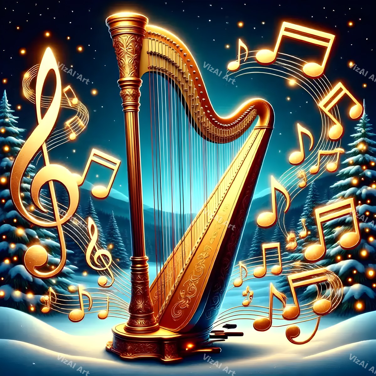Christmas Instruments Music Art — print 8