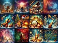 Christmas Instruments Music Art — 12 Printable Prints