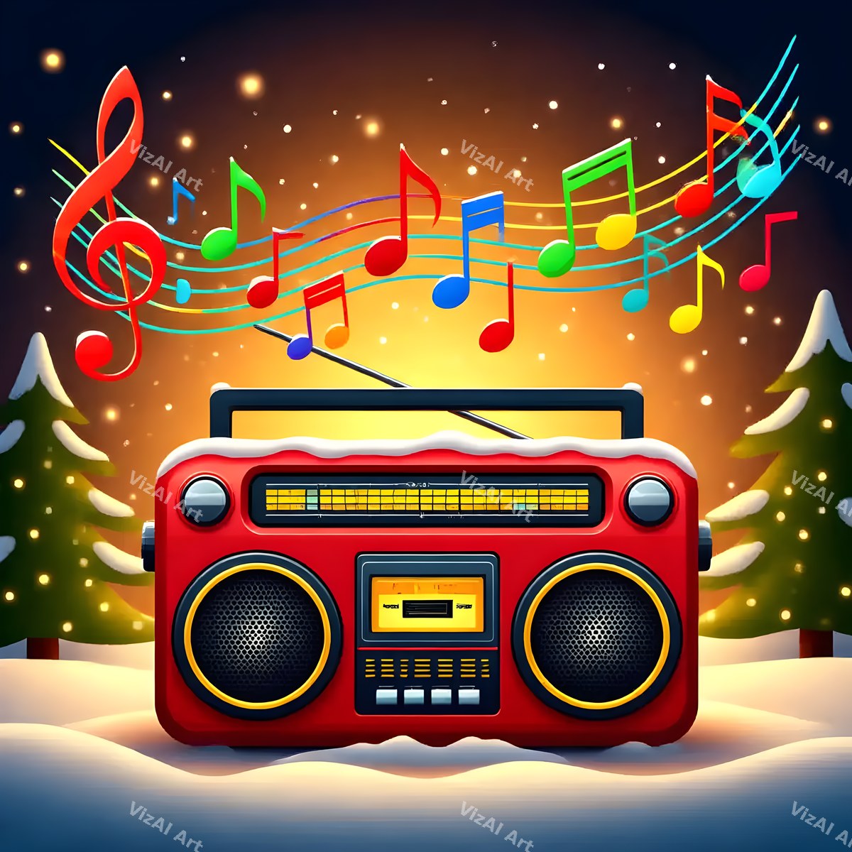 Christmas Retro Audio Music Art — print 1