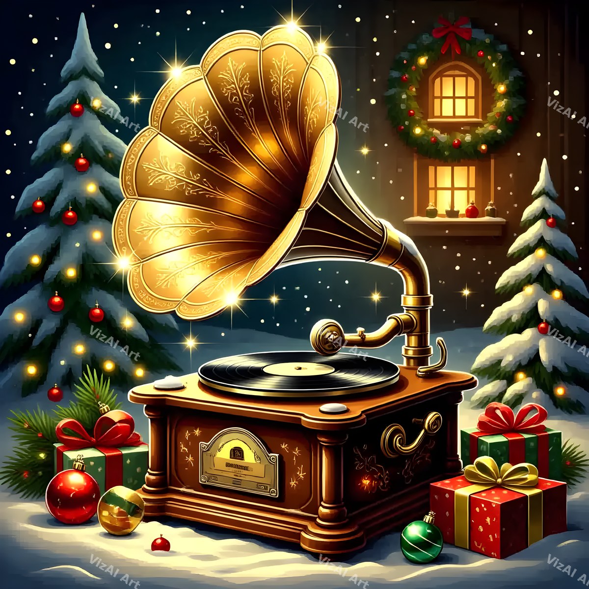 Christmas Retro Audio Music Art — print 2