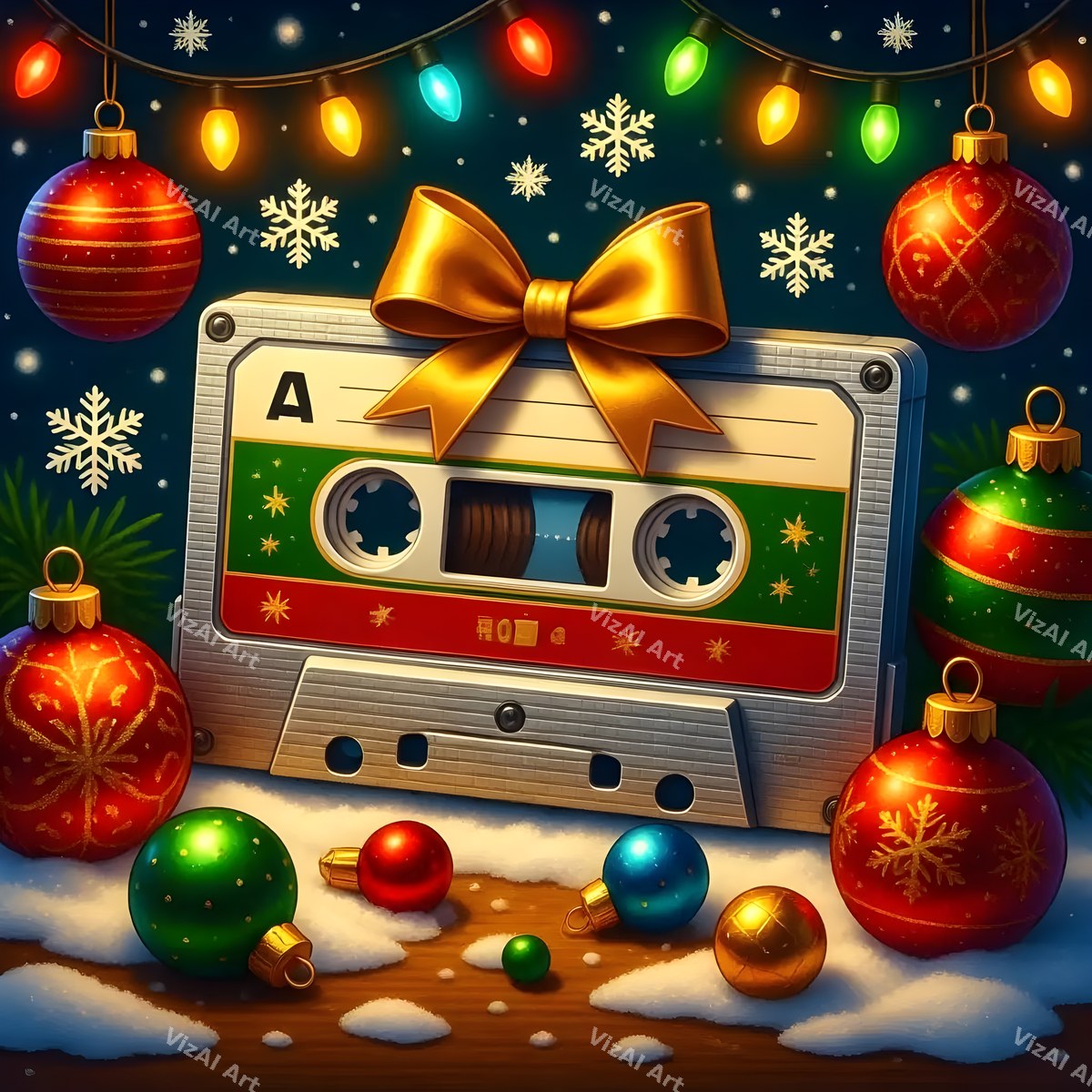 Christmas Retro Audio Music Art — print 3