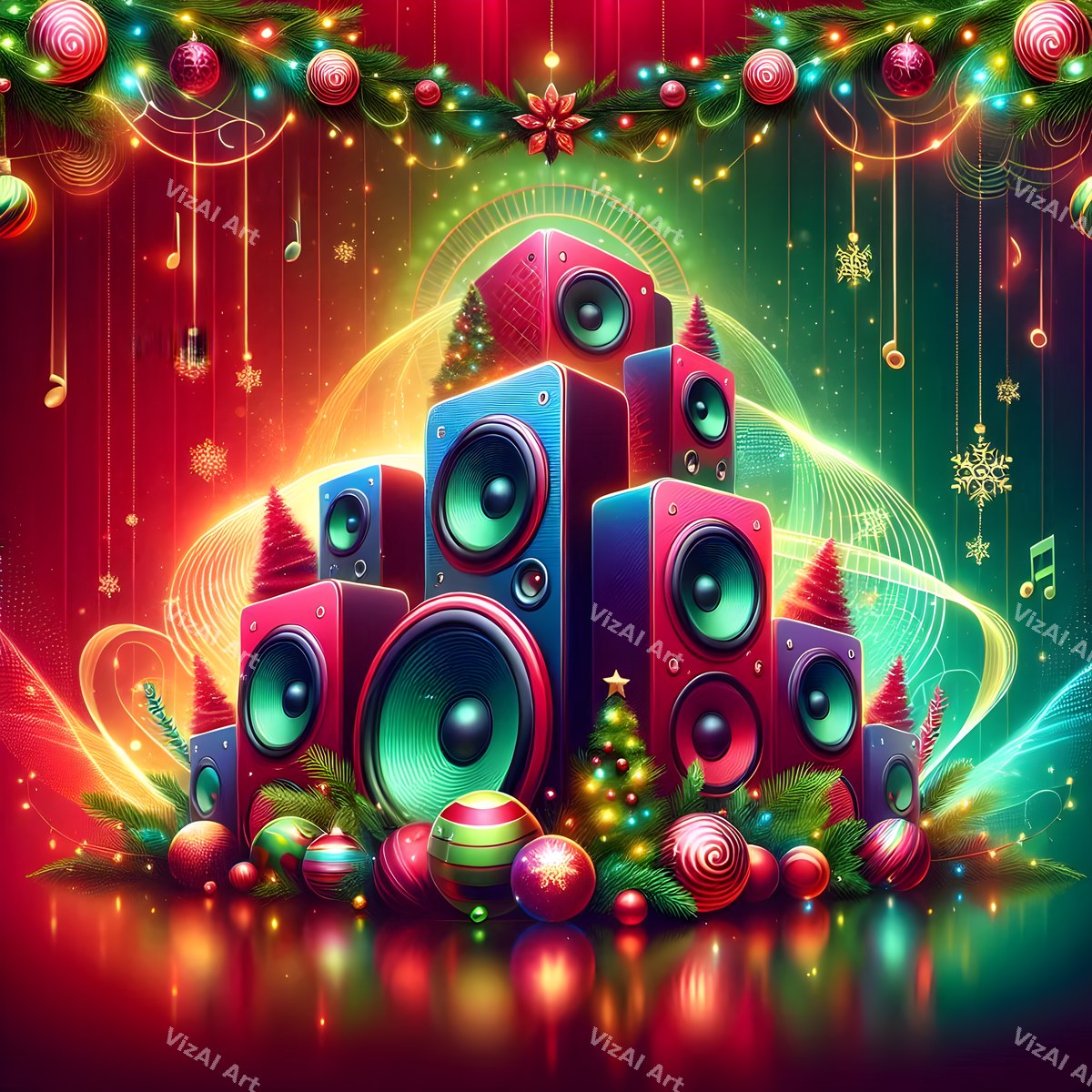 Christmas Retro Audio Music Art — print 12