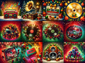 Christmas Retro Audio Music Art — 12 Printable Prints