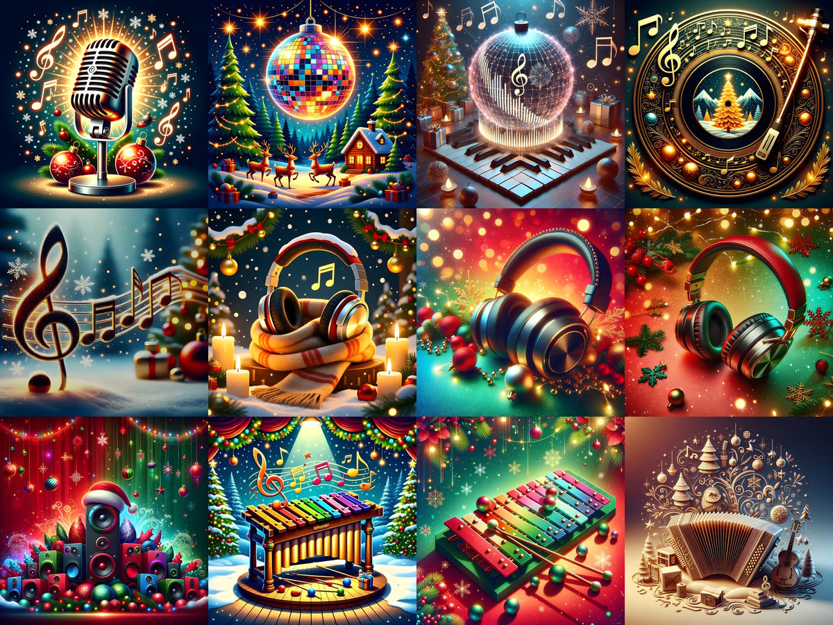 Christmas Sound & Sparkle Music Art — 12 Printable Prints