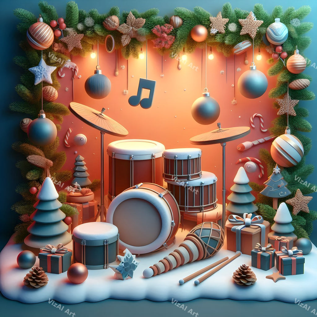 Storybook Instruments Christmas Music Art — print 1