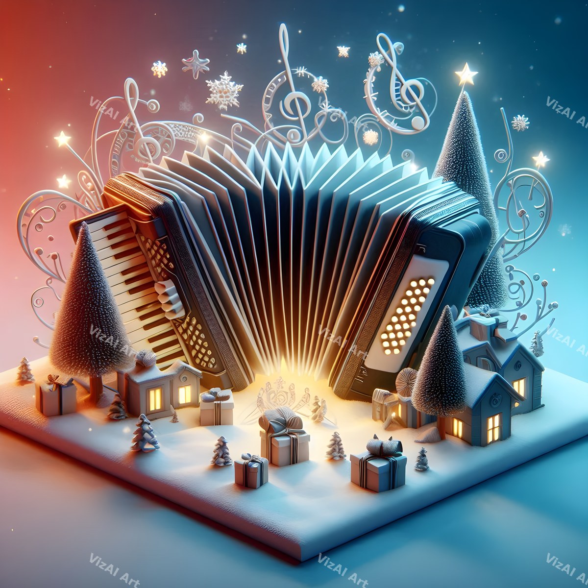Storybook Instruments Christmas Music Art — print 3
