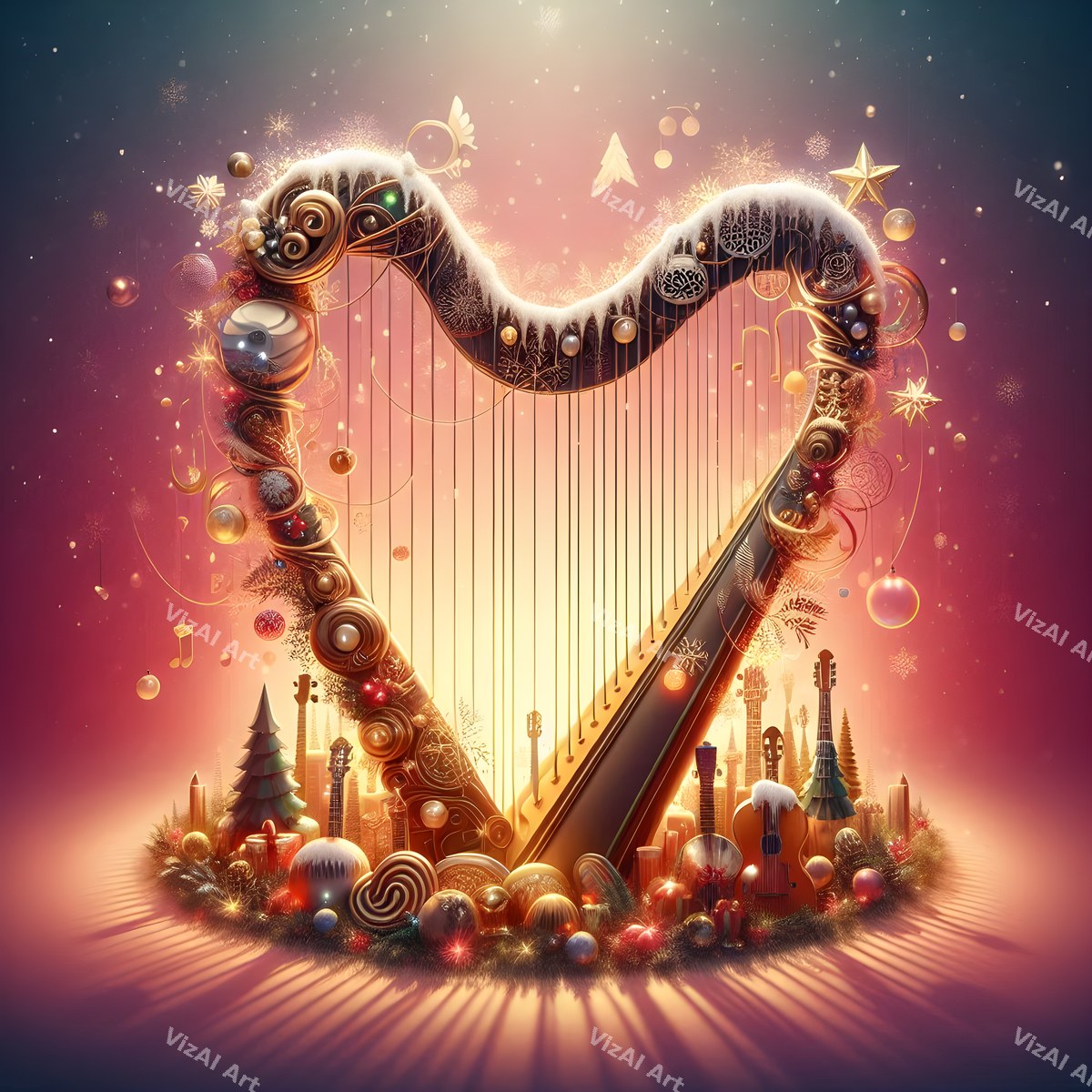 Storybook Instruments Christmas Music Art — print 4