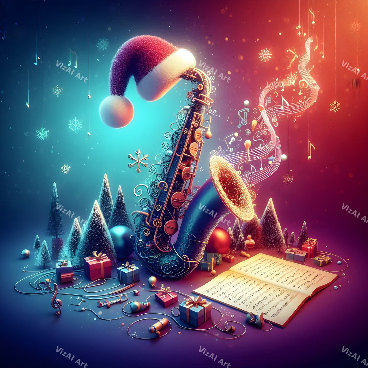 Storybook Instruments Christmas Music Art — print 6