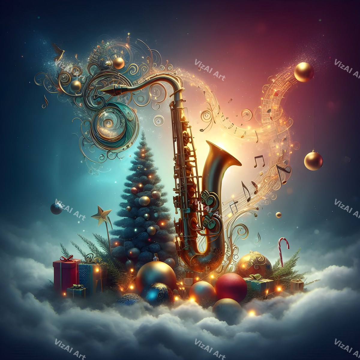 Storybook Instruments Christmas Music Art — print 7