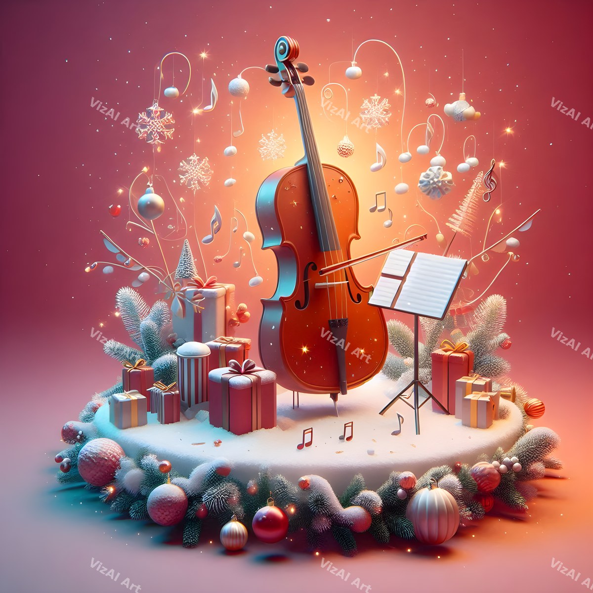 Storybook Instruments Christmas Music Art — print 10