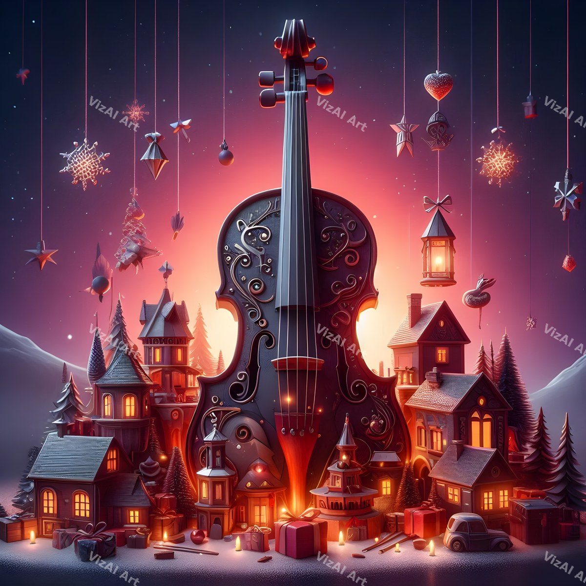Storybook Instruments Christmas Music Art — print 11