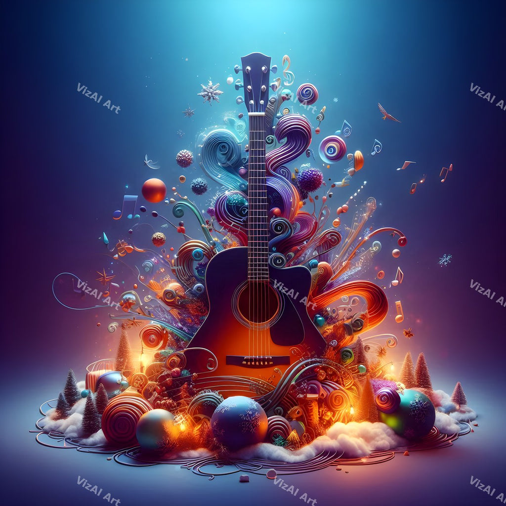 Storybook Instruments Christmas Music Art — print 12