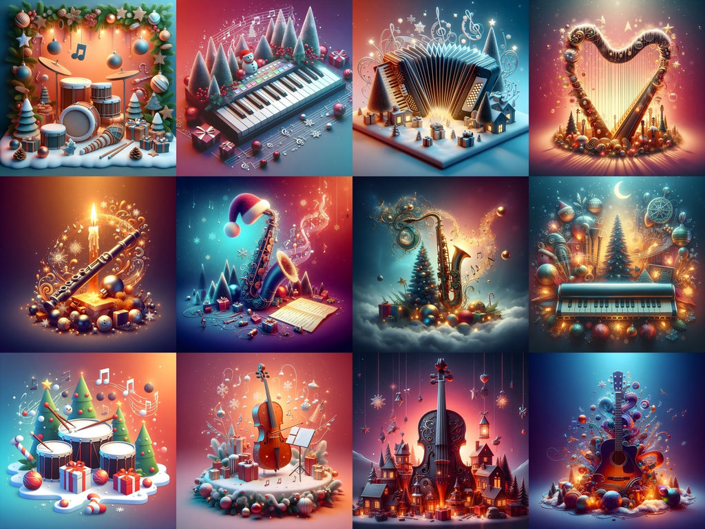 Storybook Instruments Christmas Music Art — Choose Your Print