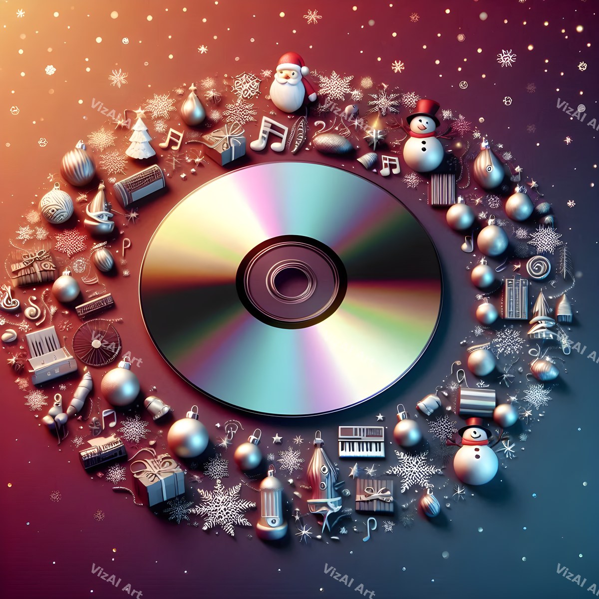 Toyland Turntables & Speakers Christmas Music Art — print 2
