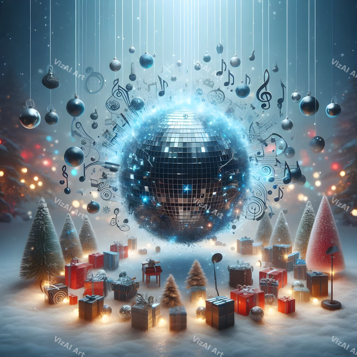 Toyland Turntables & Speakers Christmas Music Art — print 3