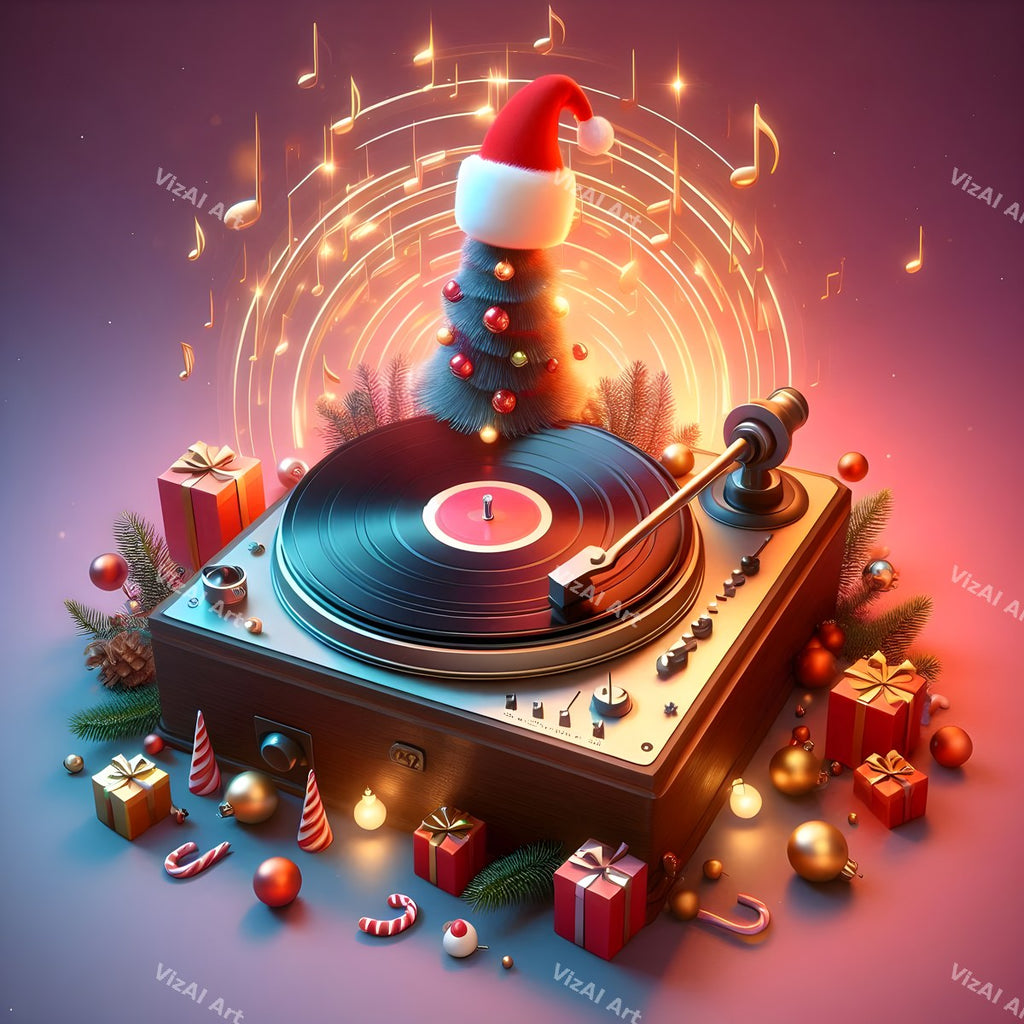 Toyland Turntables & Speakers Christmas Music Art — print 4